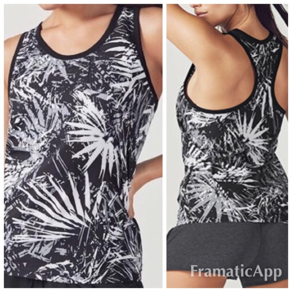 Fabletics Racerback Palm Print Active Top size S